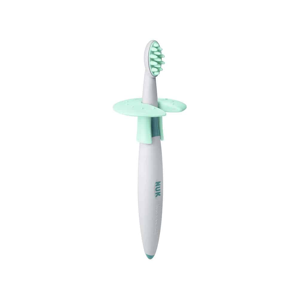 NUK Training Toothbrush Set Baby Dental Care Learning With Protective Ring 2 Pack - Multicolour