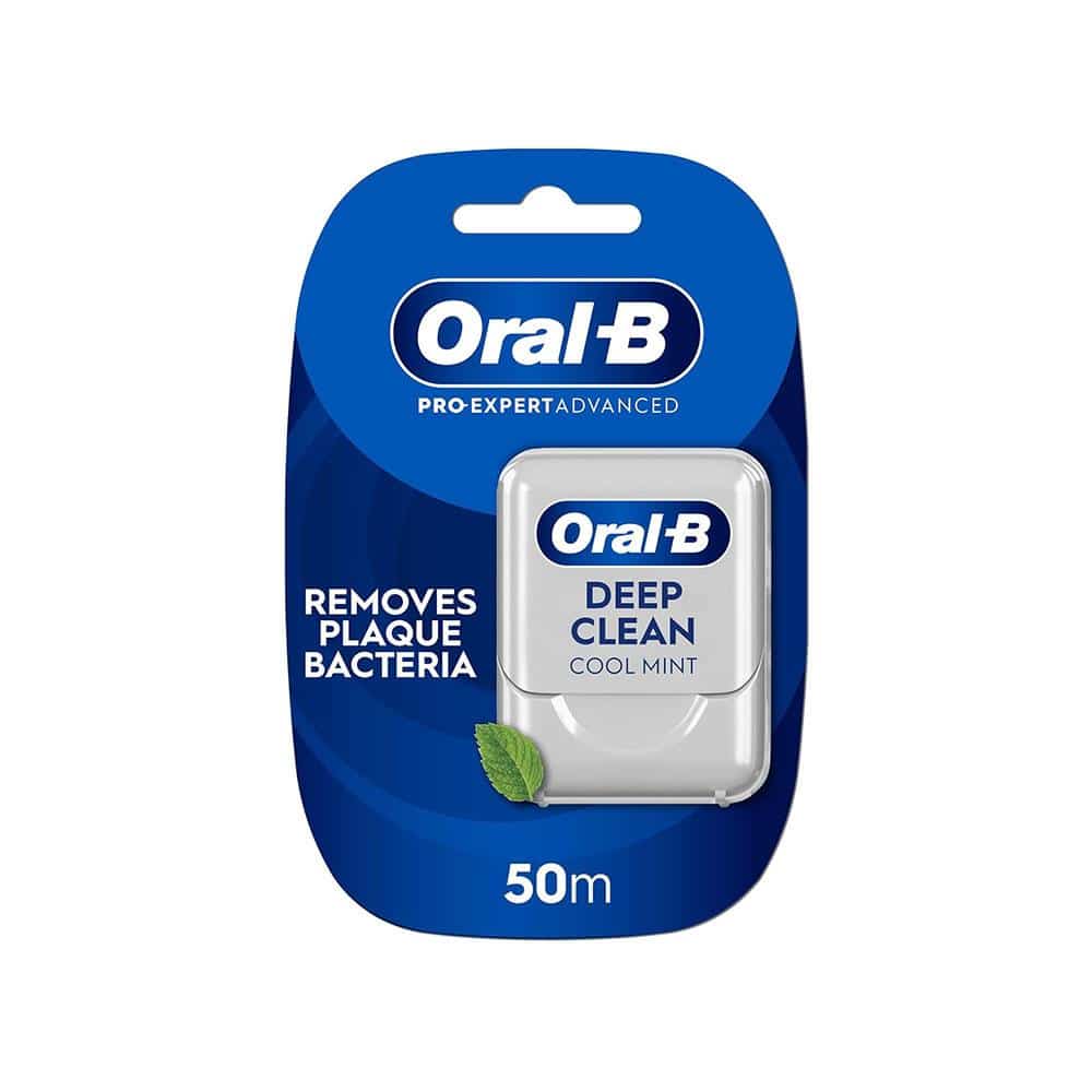 Oral-B Pro-Expert Advanced Waxed Dental Floss Tape Deep Clean Removes Plaque Cool Mint Flavour 50m Main image