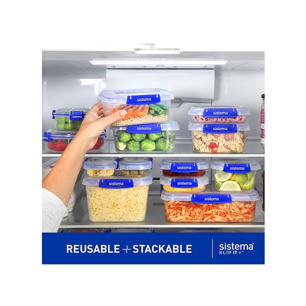 Sistema Klip It Plus Essentials Food Storage Containers 2.2 Litres 1 Litres 400ml Assorted 6 Piece - Clear