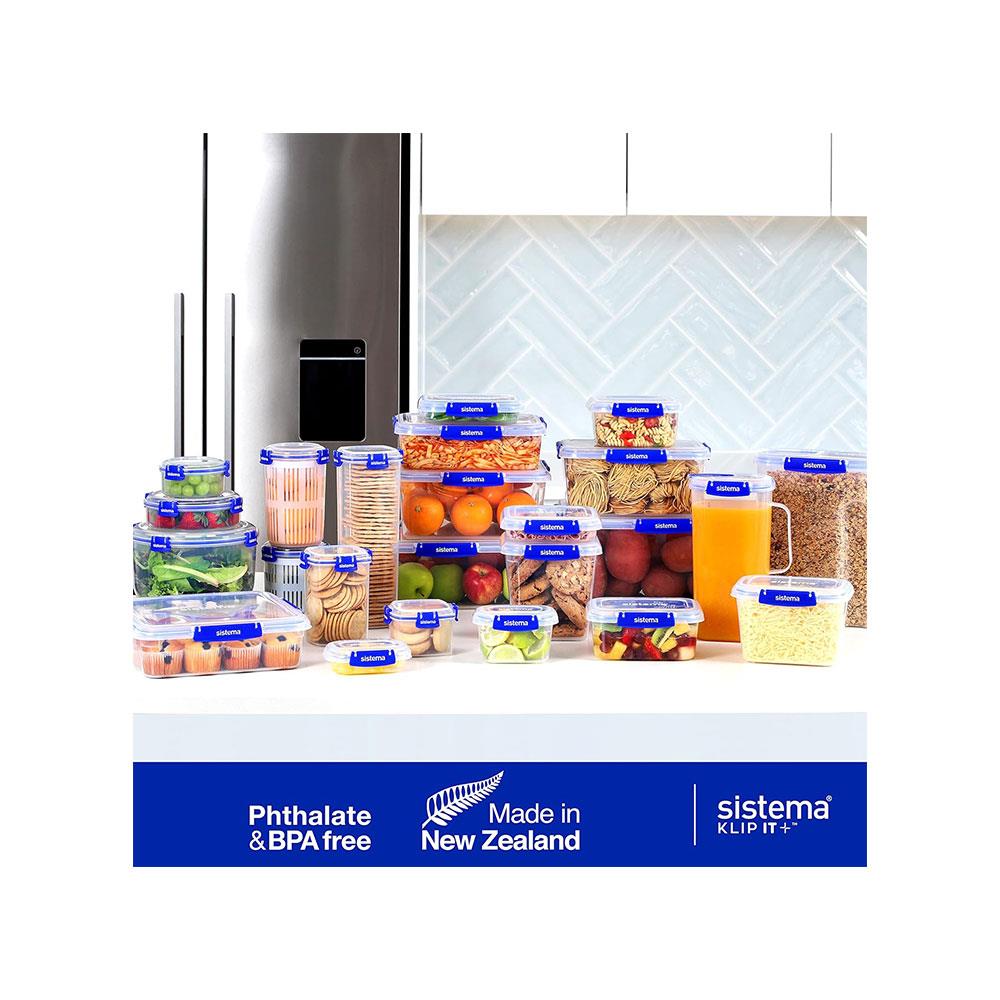 Sistema Klip It Plus Essentials Food Storage Containers 2.2 Litres 1 Litres 400ml Assorted 6 Piece - Clear