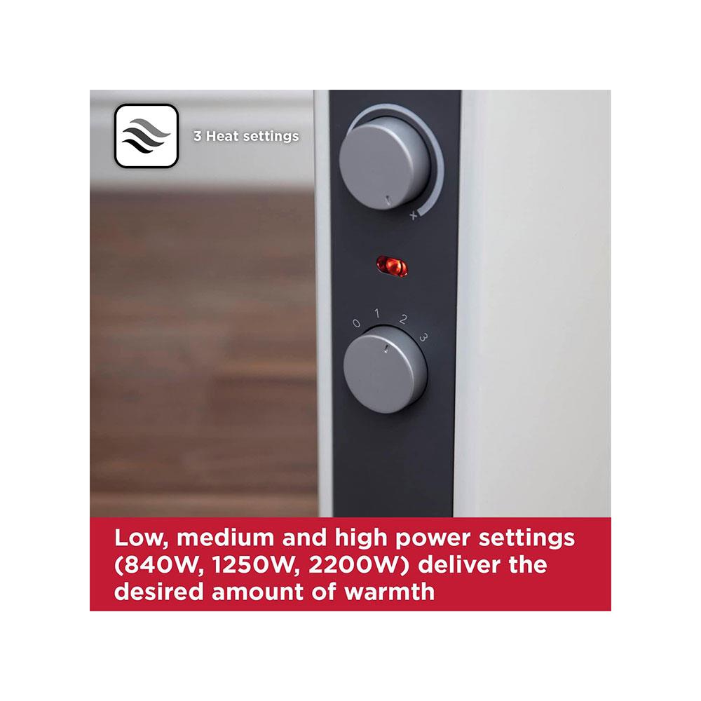 Black & Decker Portable Convection Heater 2200W 3 Heat Settings Adjustable Thermostat - White