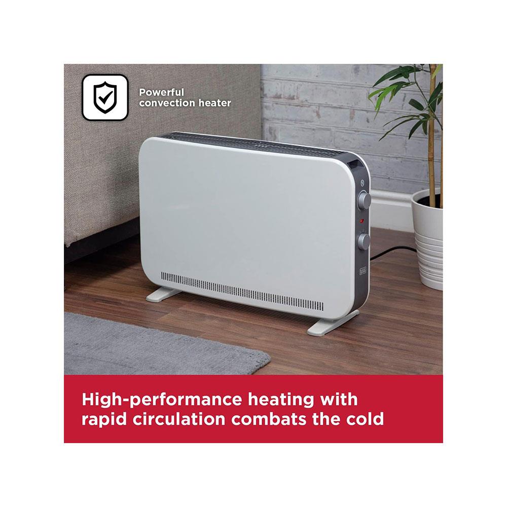 Black & Decker Portable Convection Heater 2200W 3 Heat Settings Adjustable Thermostat - White