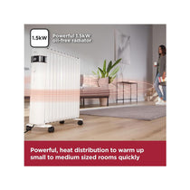 Black & Decker Smart Digital Oil Free Radiator With 3 Heat Settings Adjustable Thermostat 24H Timer 1500W - White