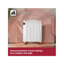 Black & Decker Smart Digital Oil Free Radiator With 3 Heat Settings Adjustable Thermostat 24H Timer 1500W - White