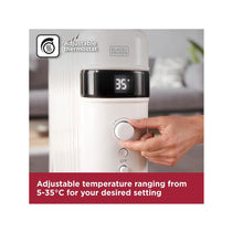 Black & Decker Smart Digital Oil Free Radiator With 3 Heat Settings Adjustable Thermostat 24H Timer 1500W - White
