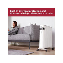 Black & Decker Smart Digital Oil Free Radiator With 3 Heat Settings Adjustable Thermostat 24H Timer 1500W - White