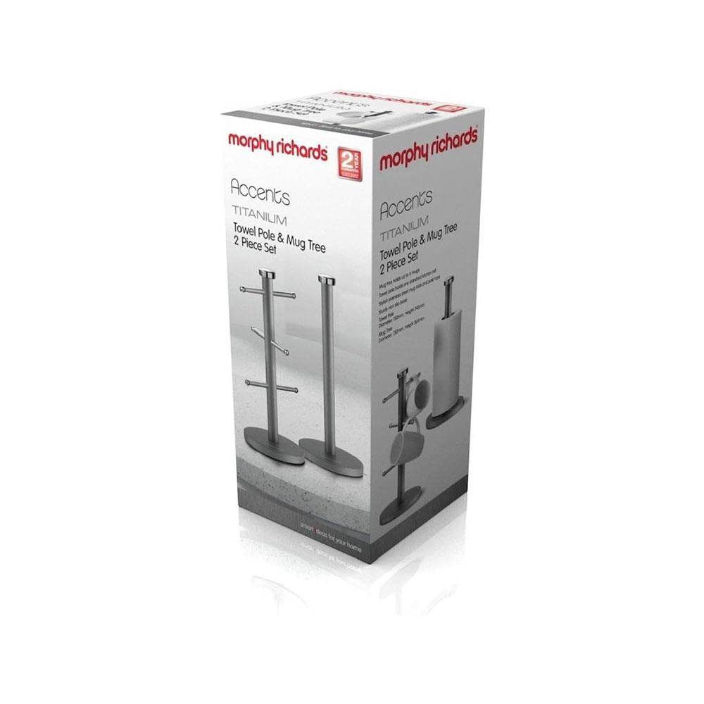 Morphy Richards Accents Mug Tree & Towel Pole Set Stainless Steel - Titanium
