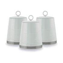 Morphy Richards Dune Tea Coffee Sugar Canisters Set of 3 Polished Stainless Steel - Sage Green