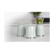 Morphy Richards Dune Tea Coffee Sugar Canisters Set of 3 Polished Stainless Steel - Sage Green