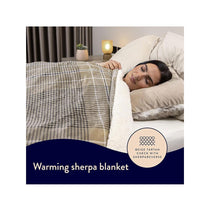 Dreamland Nap Time Heated Electric Blanket Throw With 6 Heat Settings 180cm x 135cm - Velvet Sherpa Beige Tartan Check
