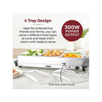 Tower 4 Tray Buffet Server Stainless Steel 4 Tray Design Detachable Pots  300W - Silver