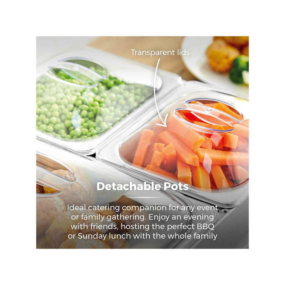 Tower 4 Tray Buffet Server Stainless Steel 4 Tray Design Detachable Pots  300W - Silver