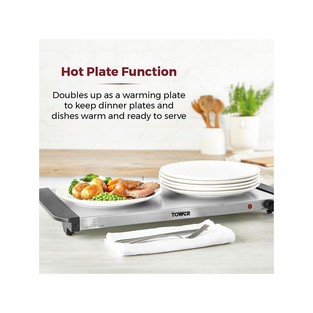 Tower 4 Tray Buffet Server Stainless Steel 4 Tray Design Detachable Pots  300W - Silver