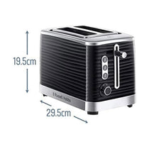Russell Hobbs Inspire 2 Slice Toaster Premium High Gloss Textured Plastic 1050W - Black
