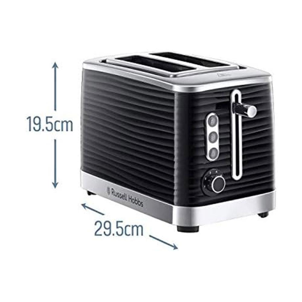 Russell Hobbs Inspire 2 Slice Toaster Premium High Gloss Textured Plastic 1050W - Black