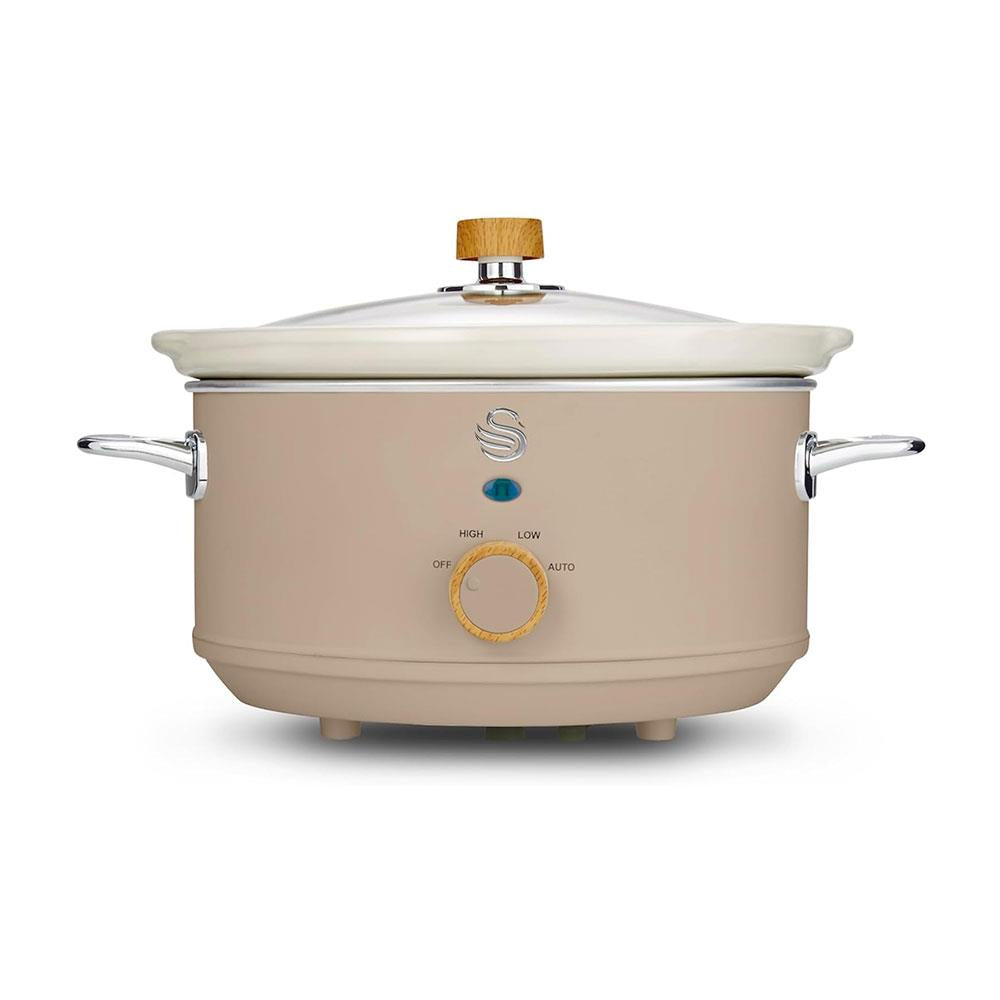 Swan Nordic Slow Cooker 3.5 Litres With Glass Lid & 3 Temperature Settings 200W - Oatmeal Main image