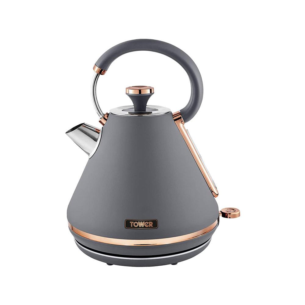 Tower Cavaletto Pyramid Electric Kettle 3000W 1.7 Litre - Grey & Rose Gold