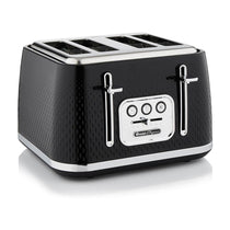 Swan Elegance 4 Slice Toaster With 7 Browning Levels Textured Black Gloss Finish Chrome Trim 2100W - Black