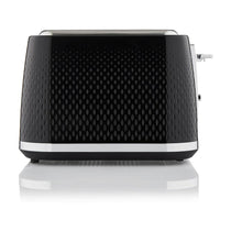 Swan Elegance 4 Slice Toaster With 7 Browning Levels Textured Black Gloss Finish Chrome Trim 2100W - Black
