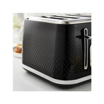 Swan Elegance 4 Slice Toaster With 7 Browning Levels Textured Black Gloss Finish Chrome Trim 2100W - Black