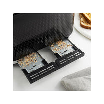 Swan Elegance 4 Slice Toaster With 7 Browning Levels Textured Black Gloss Finish Chrome Trim 2100W - Black