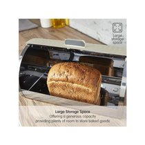 Morphy Richards Dimensions Roll Top Bread Bin Ventilated Design Non-Slip Feet Stainless Steel - Ivory Cream