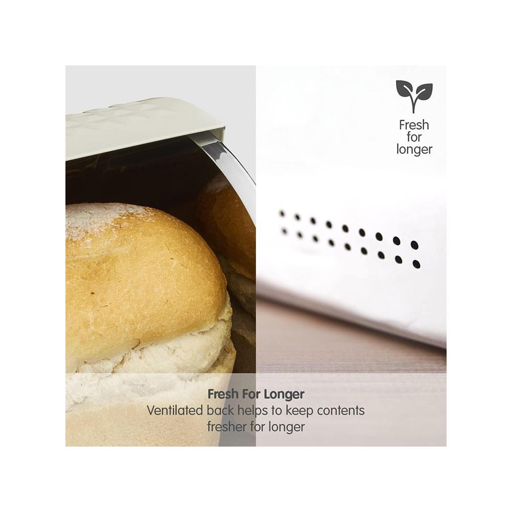 Morphy Richards Dimensions Roll Top Bread Bin Ventilated Design Non-Slip Feet Stainless Steel - Ivory Cream