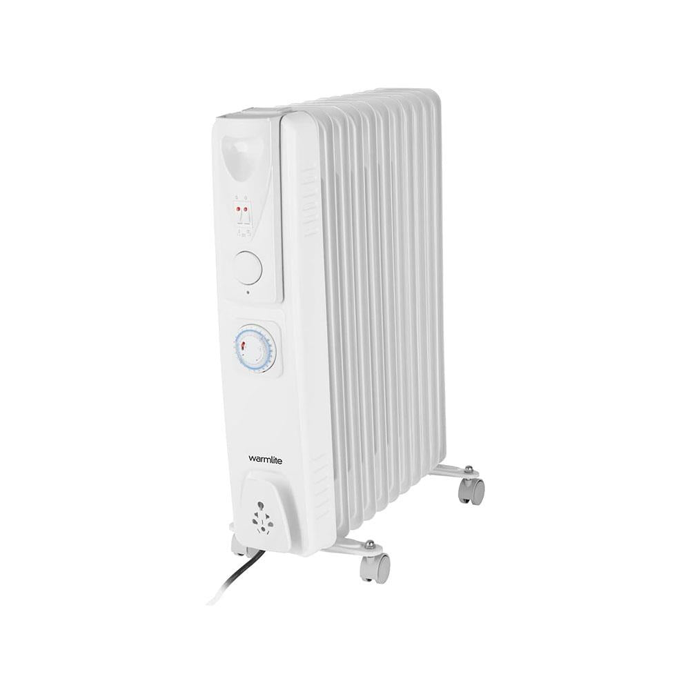Warmlite 11 Fin Portable Oil-Filled Radiator 2500W With 3 Heat Settings & Adjustable Thermostat - White Main image