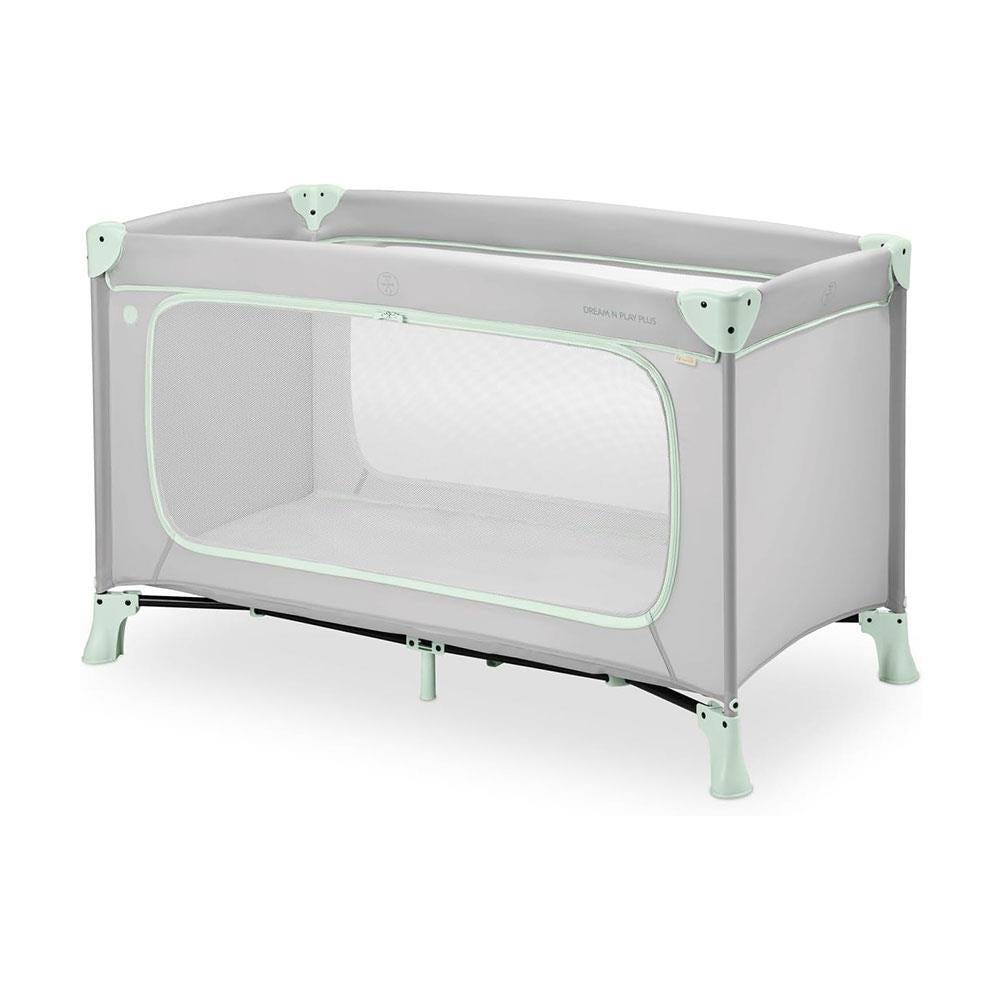 Hauck Dream N Play Plus Travel Cot For Babies & Toddlers With XL Hatch Travel Bag From Birth Up To 15kg - Dusty Mint