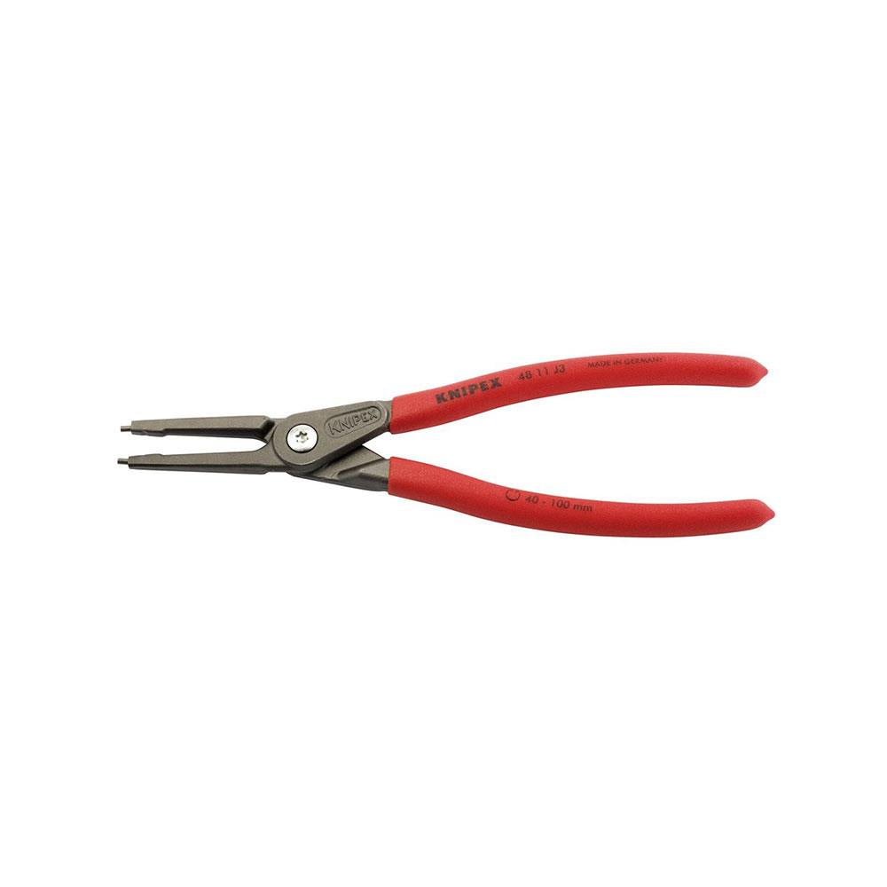 Knipex 48 11 J3 225mm Internal Straight Tip Circlip Pliers 40-100mm Capacity - Red Main image