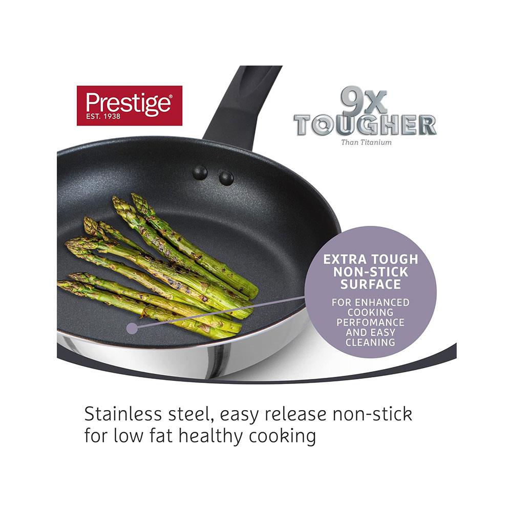 Prestige 9 X Tougher Stainless Steel 14cm Milkpan Non-Stick Titanium Coating - Silver