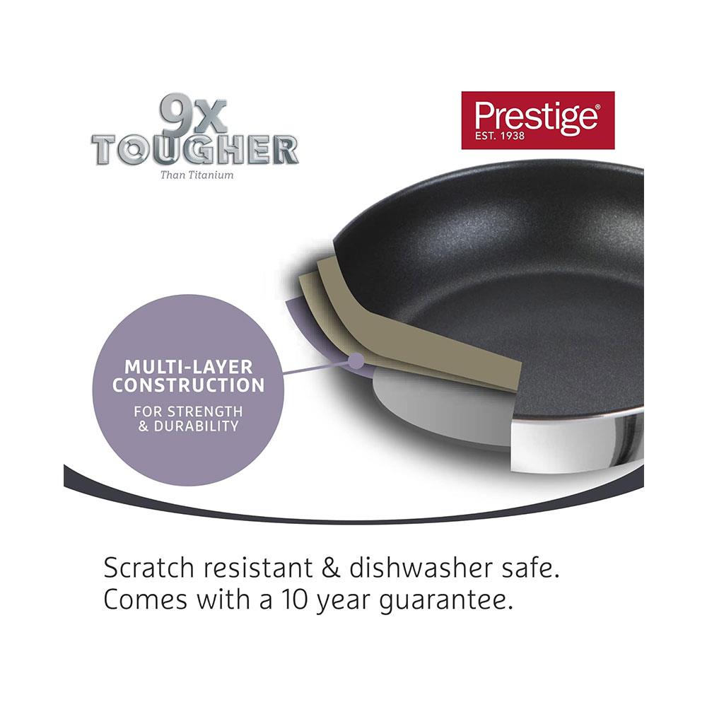 Prestige 9 X Tougher Stainless Steel 14cm Milkpan Non-Stick Titanium Coating - Silver
