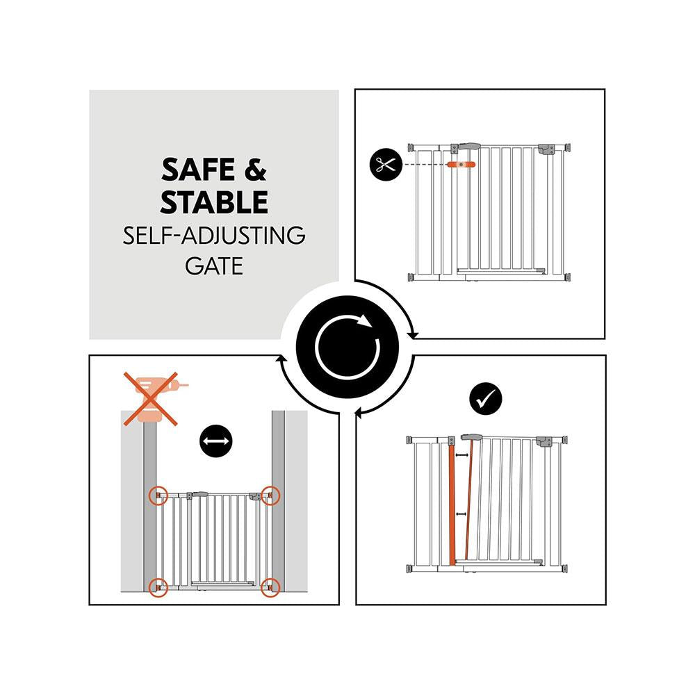 Hauck Open N Stop 2 Set With 9cm Extension Practical Manually Locking Baby Safety Gate Set 84-89cm - White