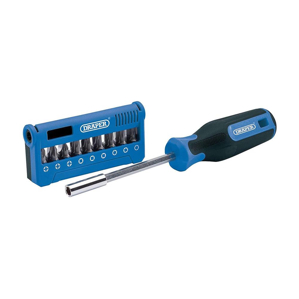 Draper Screwdriver & Bit Set 1/4 Inch Magnetic Holder With Handle - 19 Piece Main image