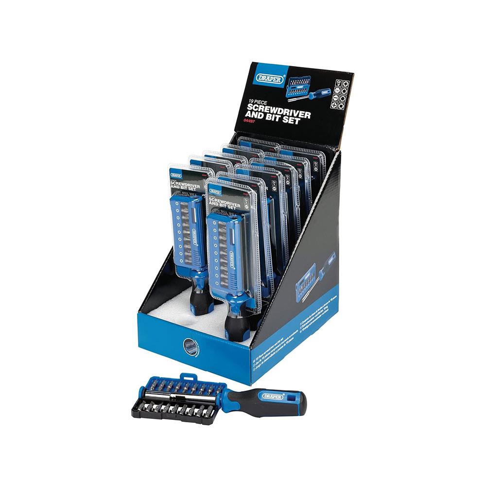 Draper Screwdriver & Bit Set 1/4 Inch Magnetic Holder With Handle - 19 Piece Secondary image