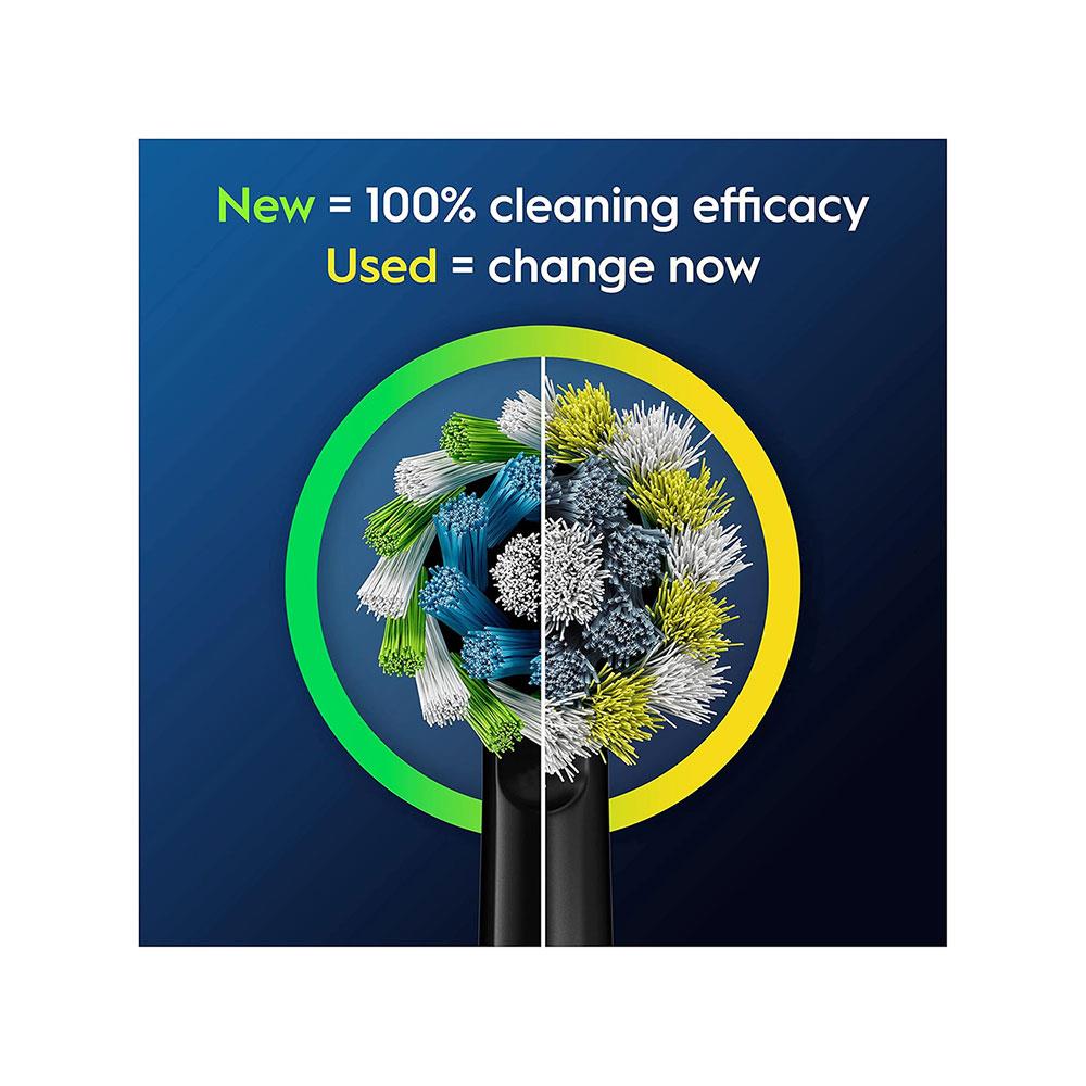 Oral-B Pro Cross Action Electric Toothbrush Head X-Shape & Angled Bristles Pack of 4 - Black