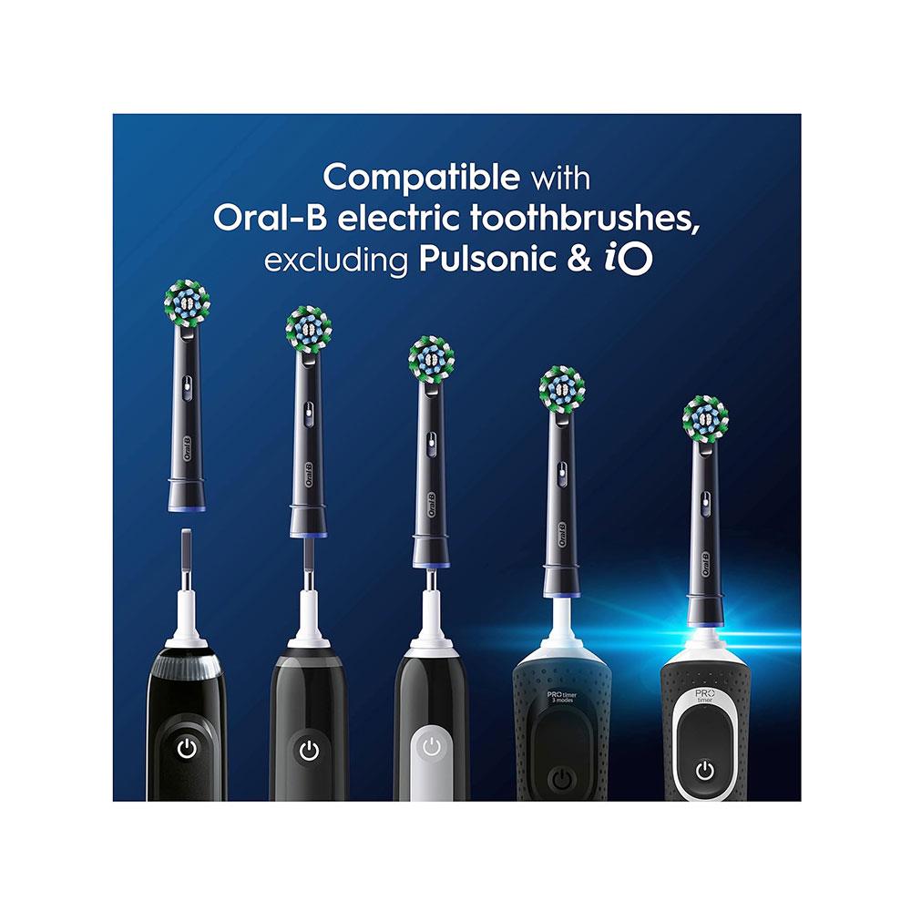 Oral-B Pro Cross Action Electric Toothbrush Head X-Shape & Angled Bristles Pack of 4 - Black