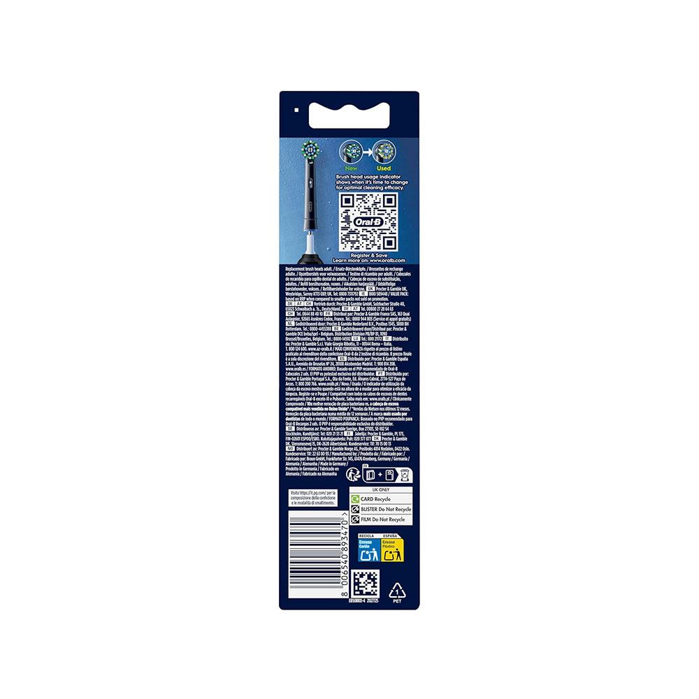 Oral-B Pro Cross Action Electric Toothbrush Head X-Shape & Angled Bristles Pack of 4 - Black