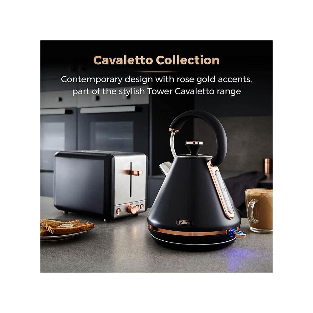 Tower Cavaletto 2 Slice Toaster Stainless Steel 850W - Black & Rose Gold