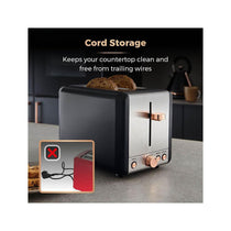 Tower Cavaletto 2 Slice Toaster Stainless Steel 850W - Black & Rose Gold