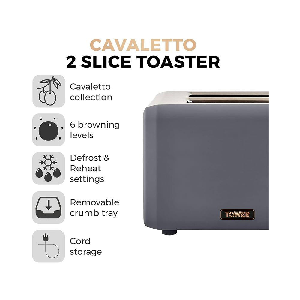 Tower Cavaletto 2 Slice Toaster Stainless Steel 850W - Grey & Rose Gold Secondary image