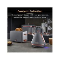 Tower Cavaletto 2 Slice Toaster Stainless Steel 850W - Grey & Rose Gold