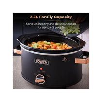 Tower Cavaletto Slow Cooker 3.5 Litre With 3 Heat Settings Removable Pot & Cool Touch Handles - Black & Rose Gold