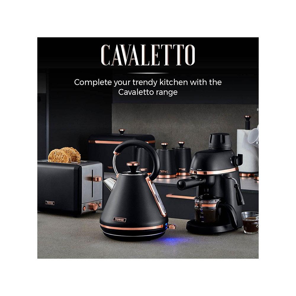 Tower Cavaletto Slow Cooker 3.5 Litre With 3 Heat Settings Removable Pot & Cool Touch Handles - Black & Rose Gold