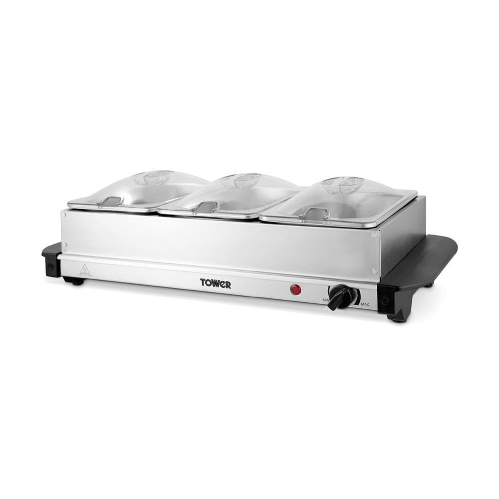 Tower Buffet Server 3 x 1.5 Litre Stainless Steel 200W - Silver