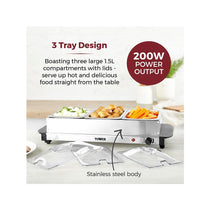Tower Buffet Server 3 x 1.5 Litre Stainless Steel 200W - Silver