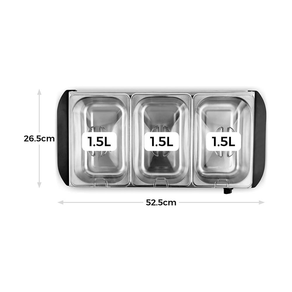 Tower Buffet Server 3 x 1.5 Litre Stainless Steel 200W - Silver