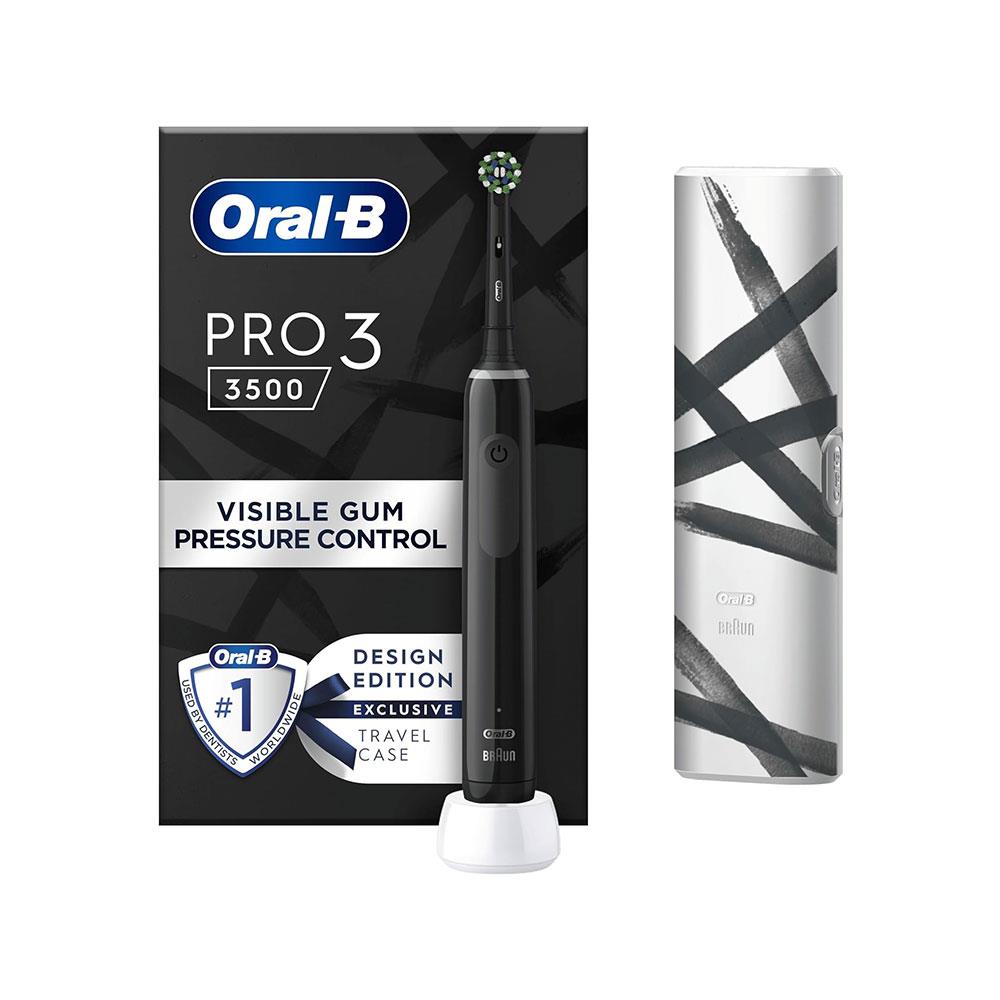 Oral-B Pro 3 3500 Electric Toothbrushes 1 Tooth Brush Head 3 Modes Travel Case - Black