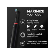Oral-B Pro 3 3500 Electric Toothbrushes 1 Tooth Brush Head 3 Modes Travel Case - Black