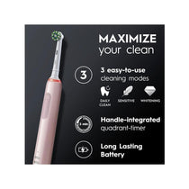 Oral-B Pro 3 3500 Electric Toothbrushes 1 Tooth Brush Head 3 Modes Travel Case - Pink